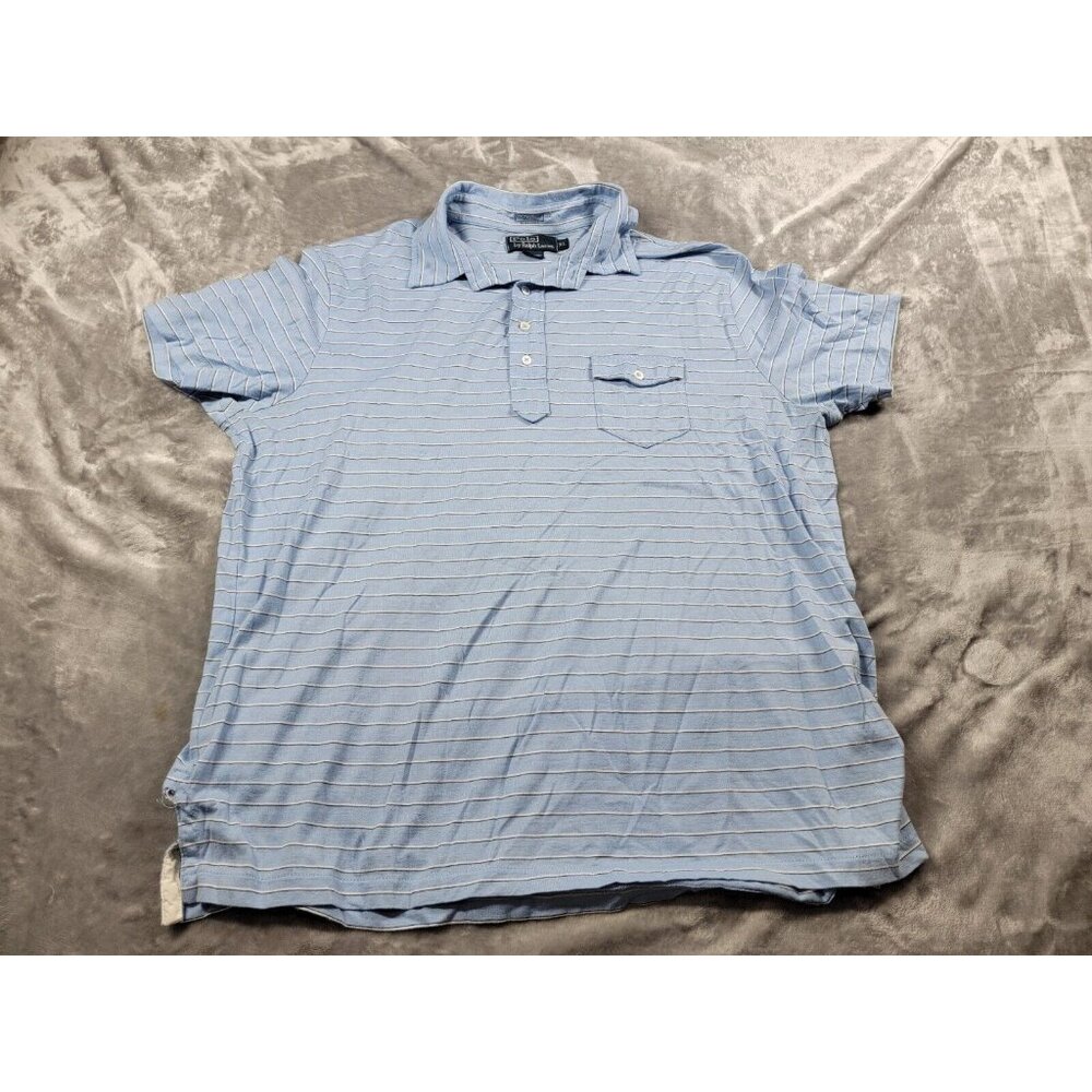 Polo ralph Lauren cotton Bleecker blue white striped shirt men's XL